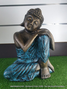 Bouddha bleu rêveur H30 cm