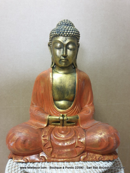 Bouddha doré orange H30 cm