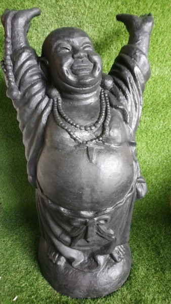 Bouddha rieur noir argenté 100 cm