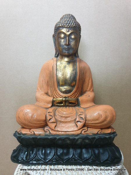 Bouddha lotus orange H35 cm