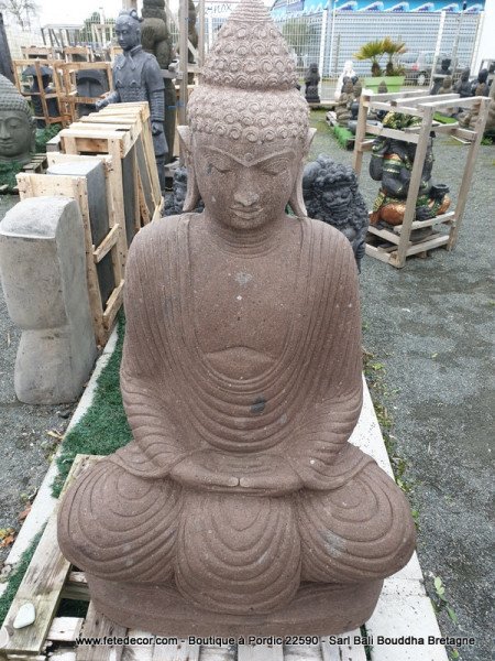 Grand Bouddha pierre de lave 120 cm