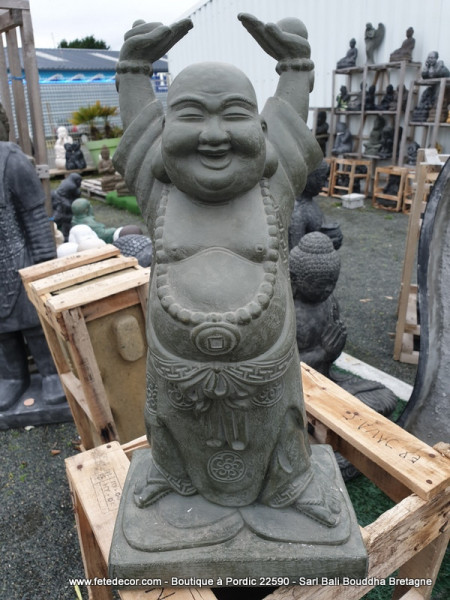 Bouddha rieur gris vert H40 cm