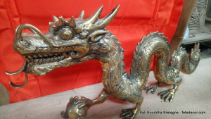 Dragon Naga dorée en laiton