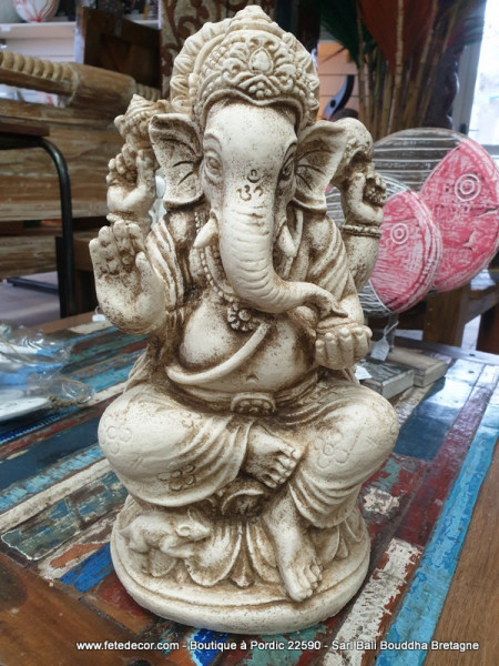 Ganesh blanc antique H40cm