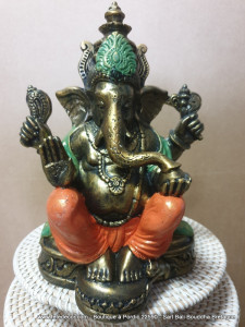 Ganesh doré vert orange H 27cm