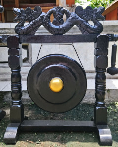 Gong noir 35cm avec support bois