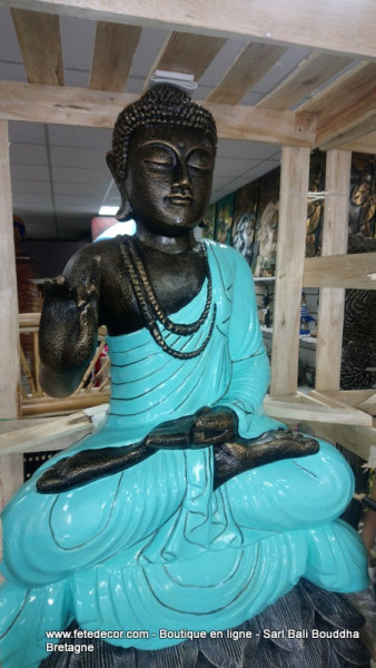 Grand Bouddha H100 cm bleu azur