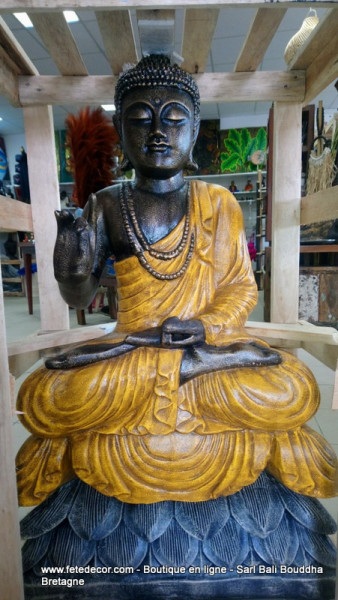Grand Bouddha jaune antique H100 cm