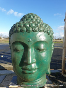 Tête Bouddha vert nuance H100cm