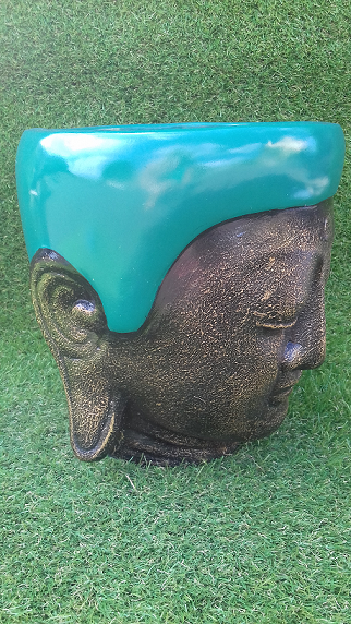 Cache-pot vert tête Bouddha