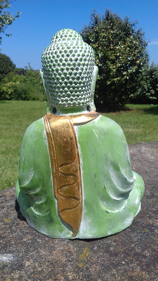 Statuette Bouddha vert doré 30 cm