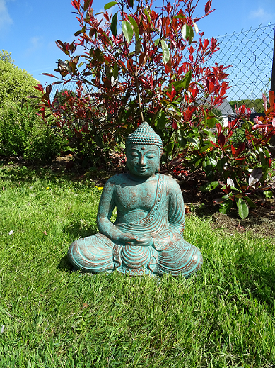 Bouddha assis vert bronze 40 cm