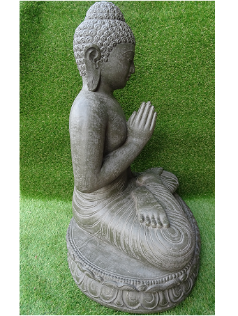 Bouddha prière gris mousse 85 cm