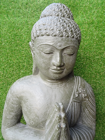 Bouddha prière gris mousse 85 cm