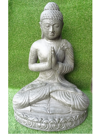 Bouddha prière gris mousse 85 cm