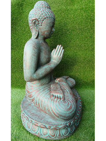 Bouddha prière vert-bronze 85 cm
