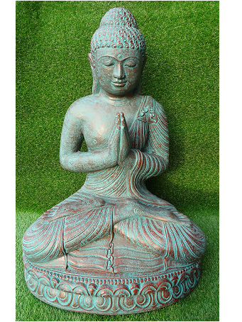 Bouddha prière vert-bronze 85 cm