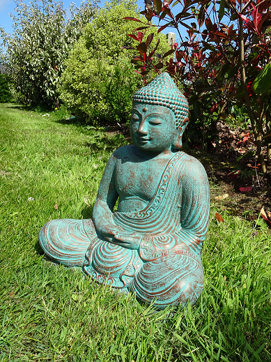 Bouddha assis vert bronze 40 cm