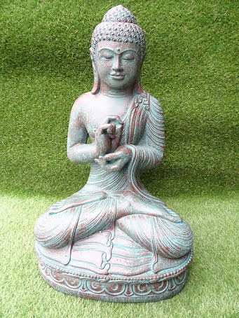 Bouddha méditation vert bronze 60 cm