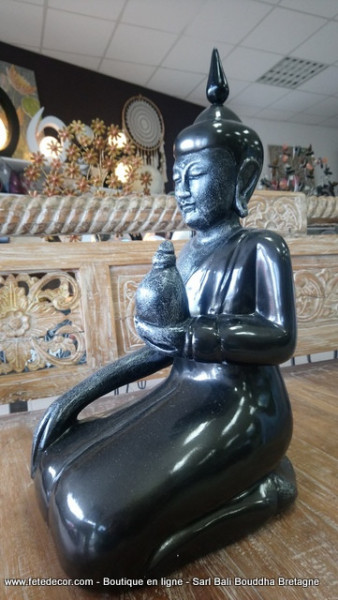 Bouddha noir laqué H65 cm