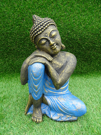 Bouddha penseur robe bleuté 30 cm