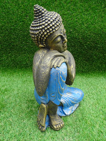 Bouddha penseur robe bleuté 30 cm