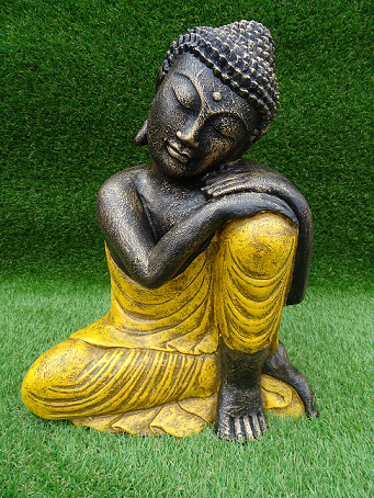 Bouddha penseur tunique jaune