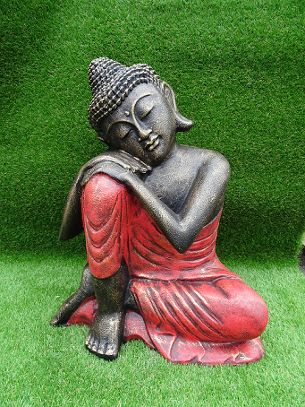 Bouddha penseur tunique rouge H60cm