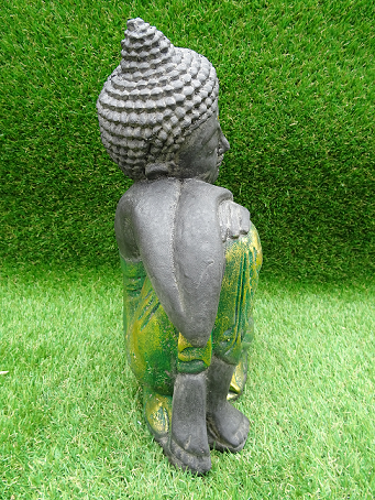 Bouddha penseur robe vert doré 30 cm