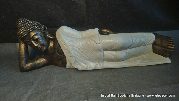 Bouddha allongé blanc L85 cm