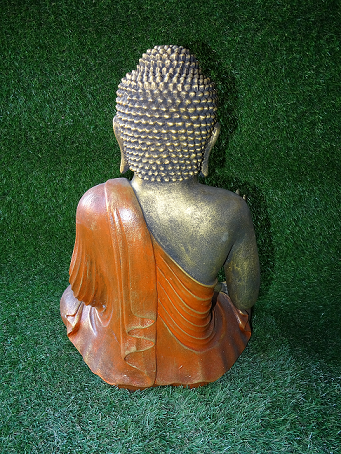 Statue Bouddha tunique rouge doré