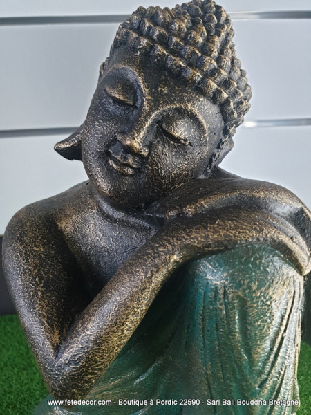 Bouddha rêveur vert antique H45 cm