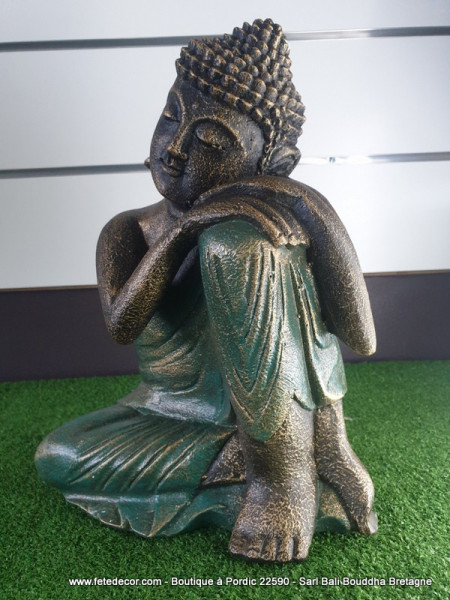 Bouddha rêveur vert antique H45 cm