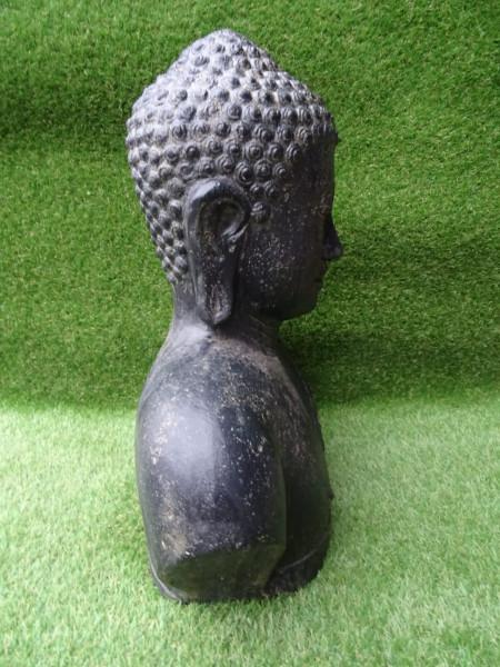 Bouddha large buste ciment noir