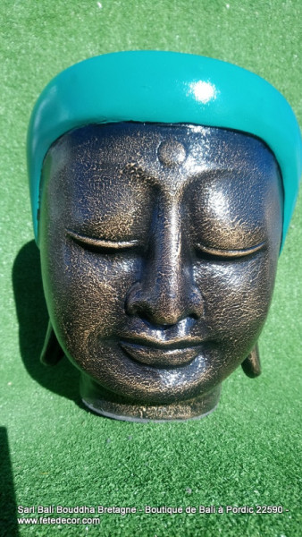 Cache-pot vert tête Bouddha