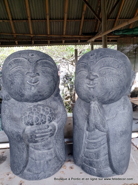 Couple de Jizo ciment H60cm