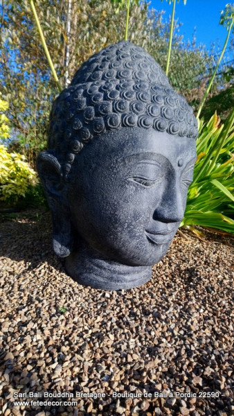 Tête Bouddha noir H80 cm