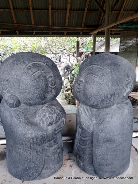 Couple de Jizo ciment H60cm