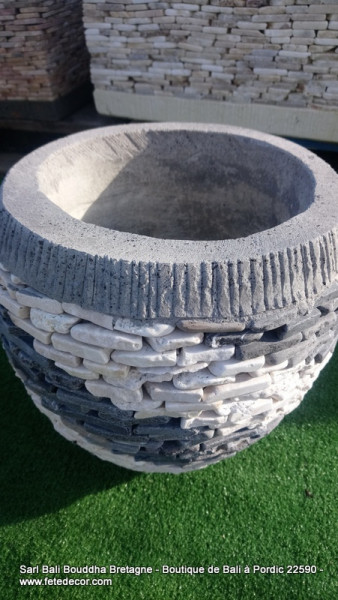 Pot H30cm couverture pierre
