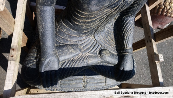 Statue bouddha H100cm lotus main sur genou