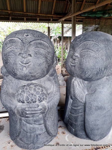 Couple de Jizo ciment H60cm
