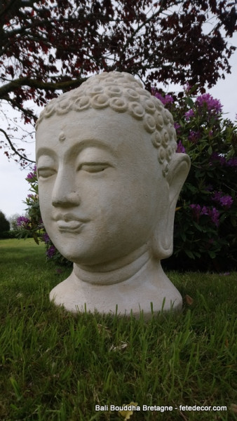 Tête de bouddha blanche 80cm