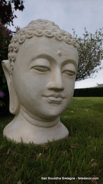 Tête de bouddha blanche 80cm