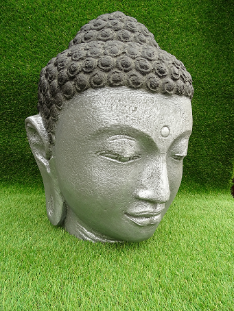 Tête bouddha argenté 50 cm