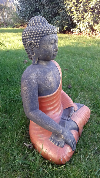 Statuette ciment Bouddha orange