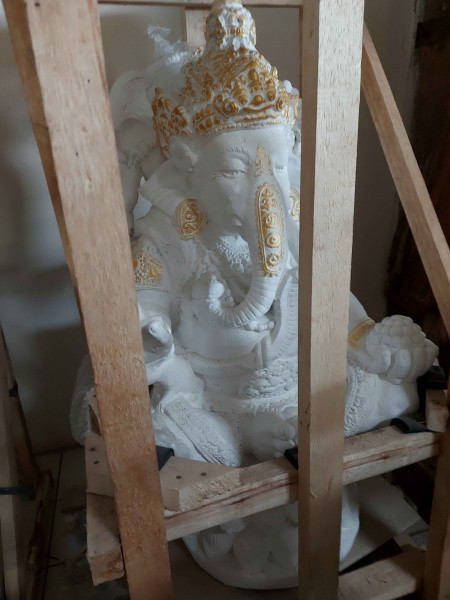 Ganesha blanc et or H95cm