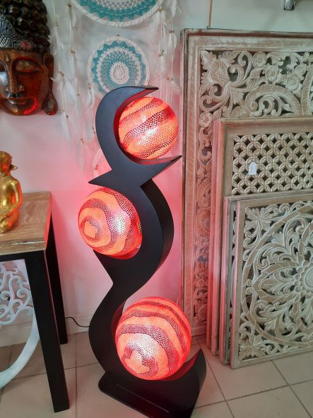 Lampe 3 boules orange