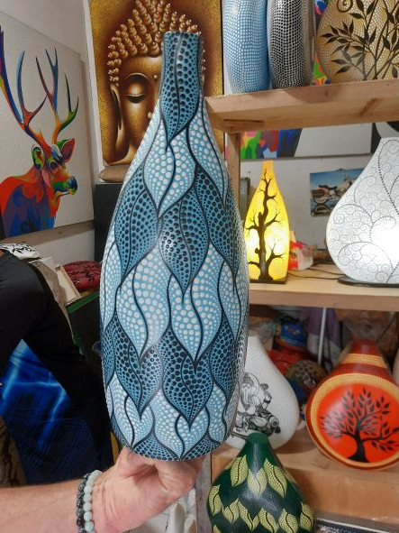 Lampe bouteille bleu