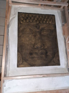 Mur d'Eau Visage Bouddha Gold