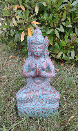 Statuette décoration Bouddha Thaï Penseur en résine Bronze - H20 cm